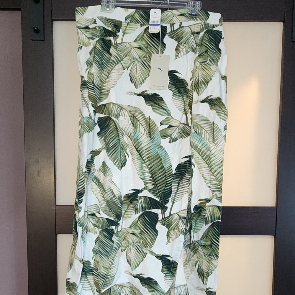Tommy Bahama Green Leaf Print Midi Skirt